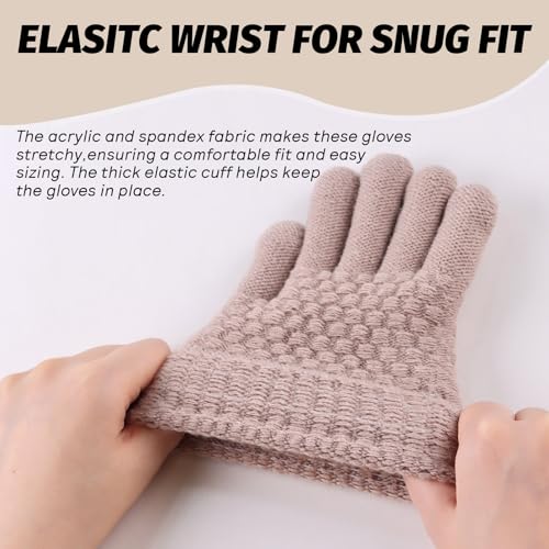 Image of JANGANNSA Cold Weather Kids Gloves Warm Knitted Children Magic Glove With Fleece Lining Winter Gloves For Boys Girls