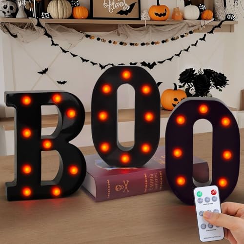Halloween Decoration Indoor, 'BOO' Sign - LED Marquee Light Up Letters...