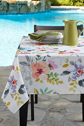 Benson Mills Indoor Outdoor Spillproof Fabric Tablecloth for Spring/Summer/Party/Picnic (Harper, 60 X 120 Rectangular)