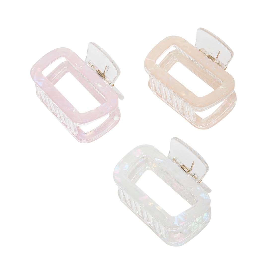 Radhu & Kabby Small Size Claw Clips for Women & Girls | Minimalist Pastel Coloured Hair Clutchers | Strong Hold and Comfortable Wear Hair Clips | Ivory, Light Pink & White | 3 Pcs-image-36