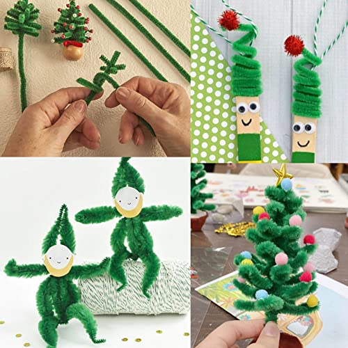 G2PLUS Fil Chenille 240PCS Tiges de Chenille Cure Pipes Vert Cure-Pipes pour Décorations et Artisanat Créatif Creatifs de Noël 6mm * 30cm - Image 6