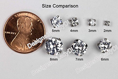 Ear Piercing Earrings Silver Stainless Mini 3mm Clear CZ Studs Studex System 75 Hypoallergenic - Thumbnail 3