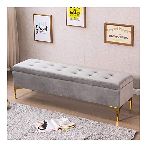 XCJ Tabouret de Rangement Cube Siège Pliable, Banc Et Coffre De Rangement Rectangulaire Tabouret Pouf, Ottoman en Velours pour Linge, Vêtements –avec Pieds en Or Rose Tabouret Pouf Coffre Boîte