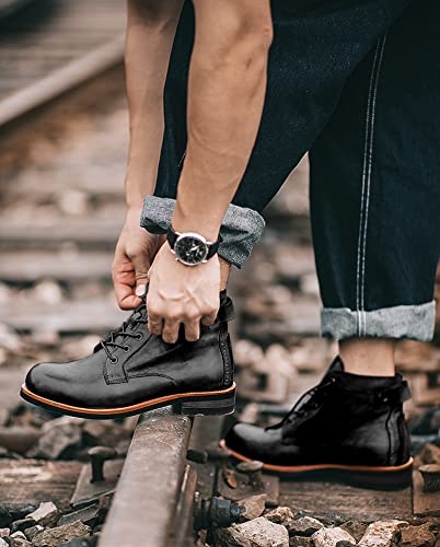 Men's Vintage Lace-Up Chelsea Boots,Anti-Slip Lace-Up Combat Boots，Fashion Casual Comfortable Boots.2