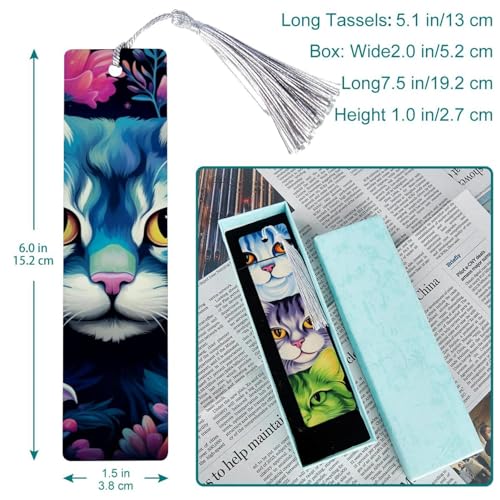 Marque-pages chat colorés (lot de 6) pour livre et lecture