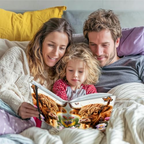 Image of Photo Album 4x6 120 Photos with Strong Elastic Band, Highland Cow Butterfly | Large Capacity Premium Leather Picture Album, Portable Wallet Albums Photo Book for Family Anniversaries Wedding Baby