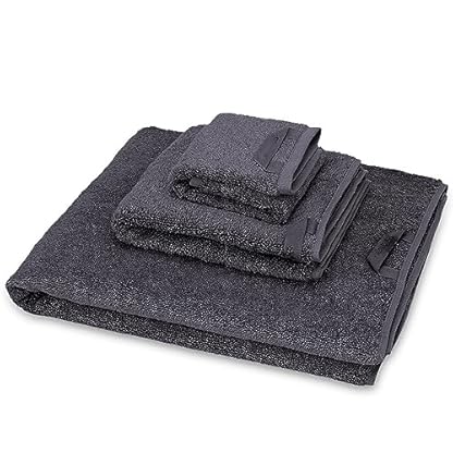 XFZJCHAP Baumwoll-Handtuch-Set, Badetuch, Gesichtshandtuch, Handtuch, weiches Badetuch, Gesichtshandtuch, Badezimmer-Handtuch-Set, Grau, 3-teiliges Set