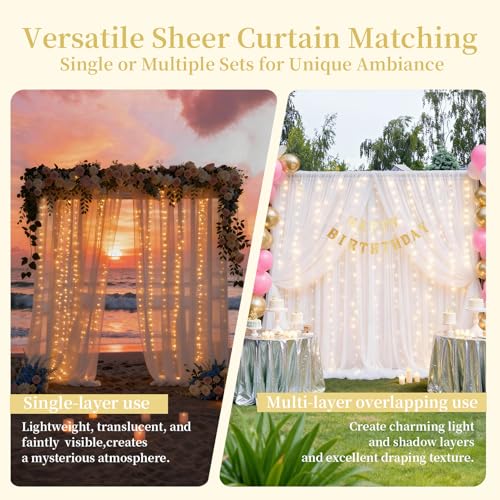 Cortinas traseras de tul blanco 10x10ft con luces EMART miniatura 4