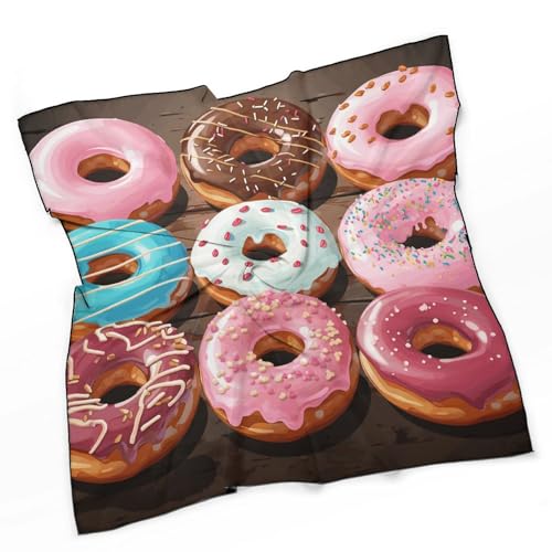 Donuts Head Scarf for Women, 27 Inches Square Scarf, Stylish Exquisite Kerchief for Gift (Individually Packaged)3
