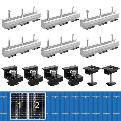 Anbte 6Pcs Solar Panel Bracket Kit, Aluminium Solar Panel Roof Mounting Kit 7.87' Mounting Rail...