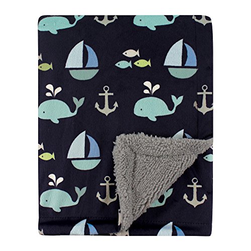 Image of Luvable Friends Unisex Baby Plush Blanket with Sherpa Back, Ocean, One Size