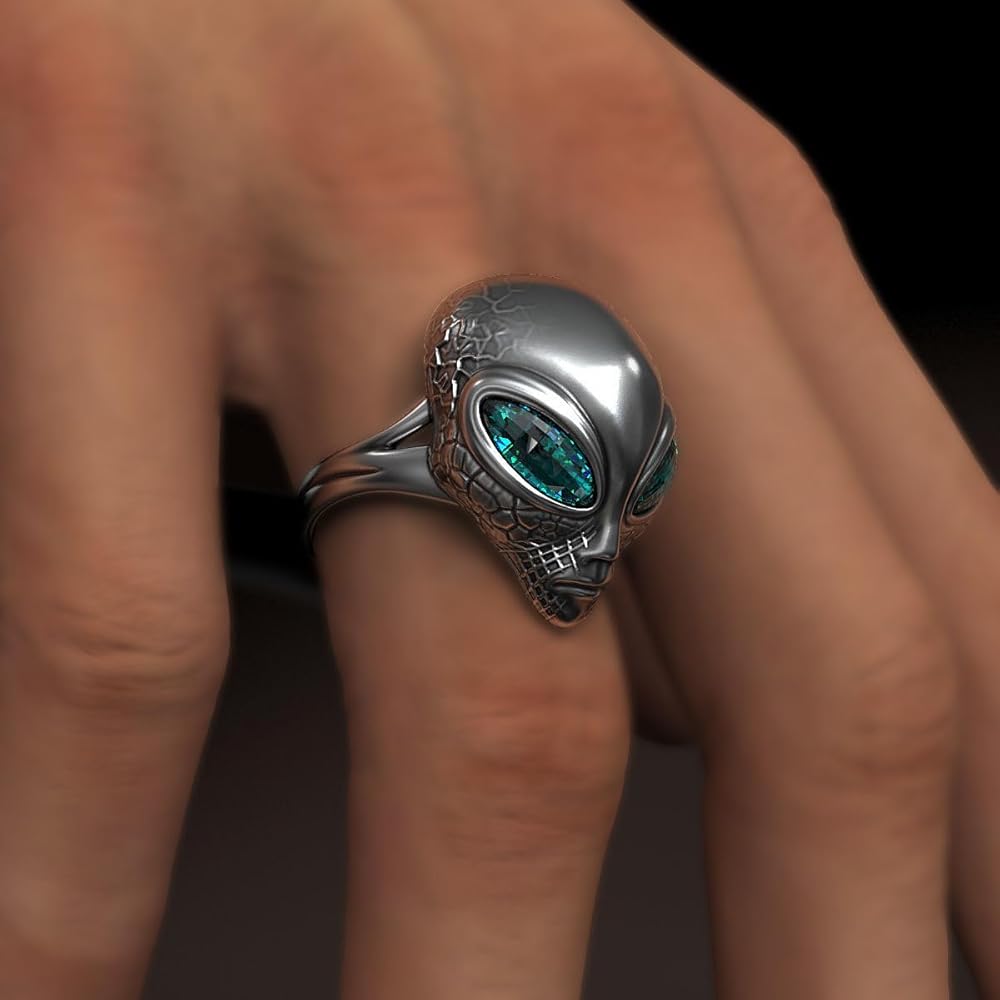 Amazon.com: Ssjewel Oxidized 14K White Gold Plated Alien