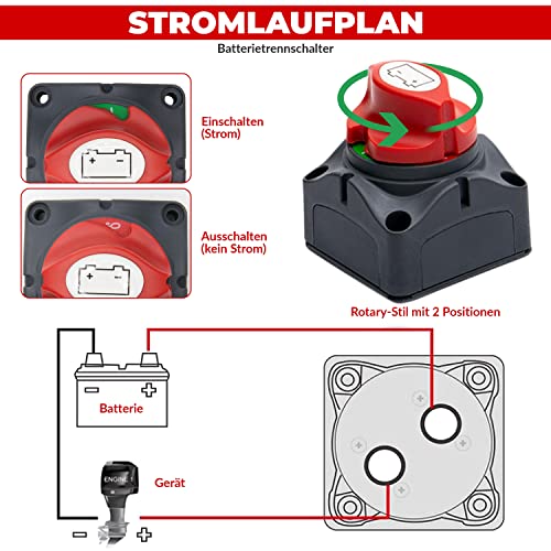 Slidefix Accu-scheidingsschakelaar batterijscheidingsschakelaar 12 V - 48 V. hoofdschakelaar voor auto RV marine boot… - Afbeelding 3
