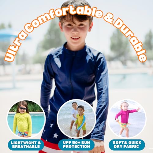 Image of SwimZip UPF 50+ Long Sleeve Rash Guard for Boys' and Girls' - Baby, Toddler, Kids