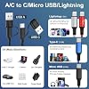 6 in 1 Multi Charging Cable 2Pack - 6FT USB Cable 3A Charger Cable Braided Universal USB A/C Charging Cord With 2*IP/Type C/Micro USB Port for Cell Phone/Tablets