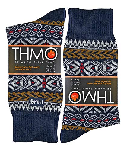 THMO - Mens Winter Vintage Patterns Thick Knitted Wool Socks for Boots2