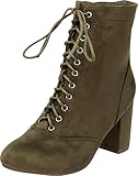 Cambridge Select Botines de tacón grueso con cordones para mujer, Oliva Imsu, 5.5 US