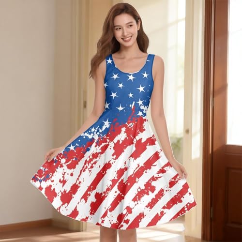 Image of Dreaweet Casual Sleeveless Dresses for Women Girls, Round Neck Tank Dresses with Pockets Summer Sundress Size XS-4XL