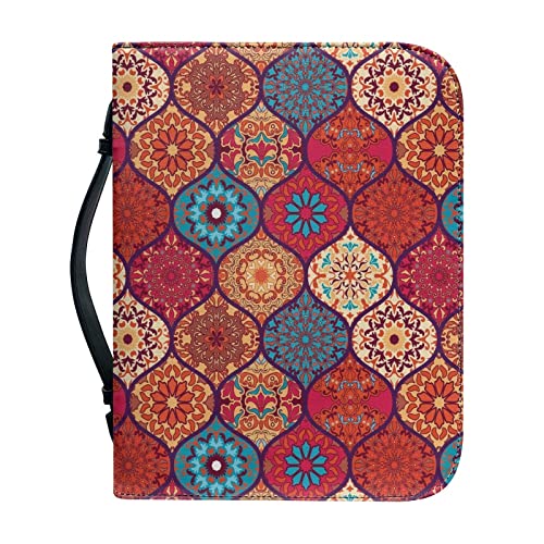 Kuiaobaty Copertina per libri con cerniera e manico in stile marocchino, 22,9 x 15,2 cm, copertina per libri biblici etnici in Boemia tiene e protegge