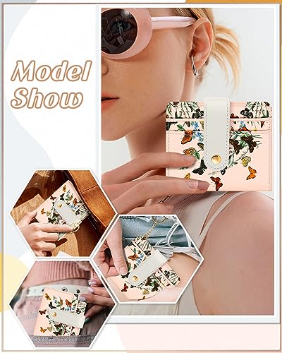 Image of Bistup Small Card Wallet for Women with Keychain, Butterfly | Clear ID Window, Compact Design for Daily Carry, Durable Material, Sturdy Keychain, Aesthetic