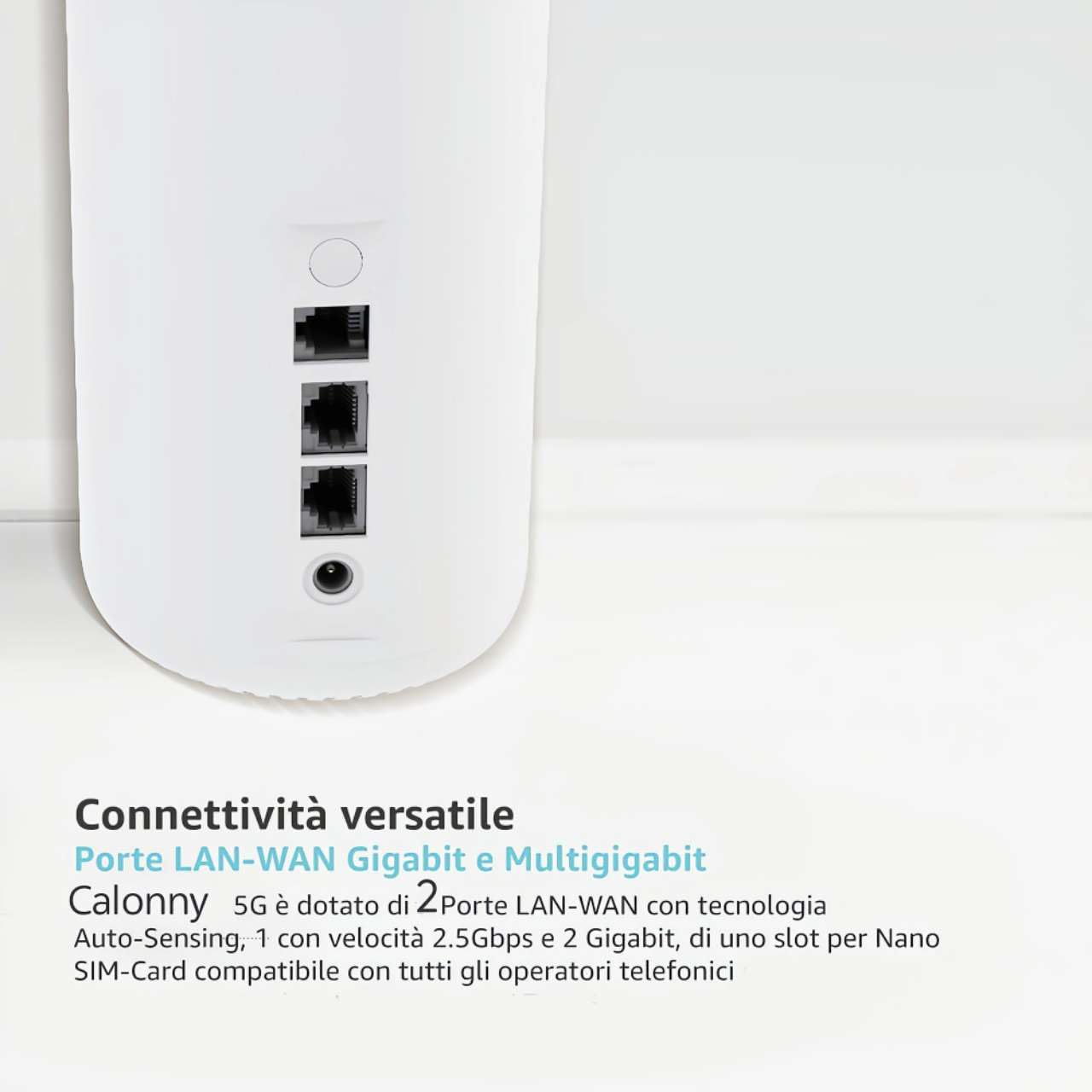 Router 5G AX3000 WIFI 6 con 3 Porte Multifunzione (RJ11/LAN/WAN) 5G NR TDD 2.6Gbp Dual Band, Modem SIM per Casa/Ufficio/Telefonia VoIP 802.11 a/b/g/n/ac/ax