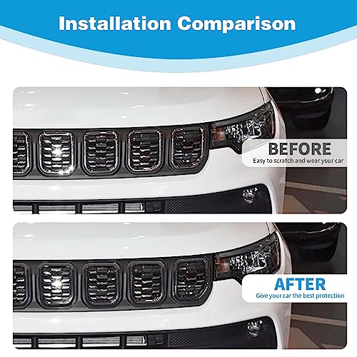 Image of for Compass Front Grille Insert Cover Trim Frame for Jeep Compass 2021-Present Black Carbon Fiber Exterior Accessories 7pcs