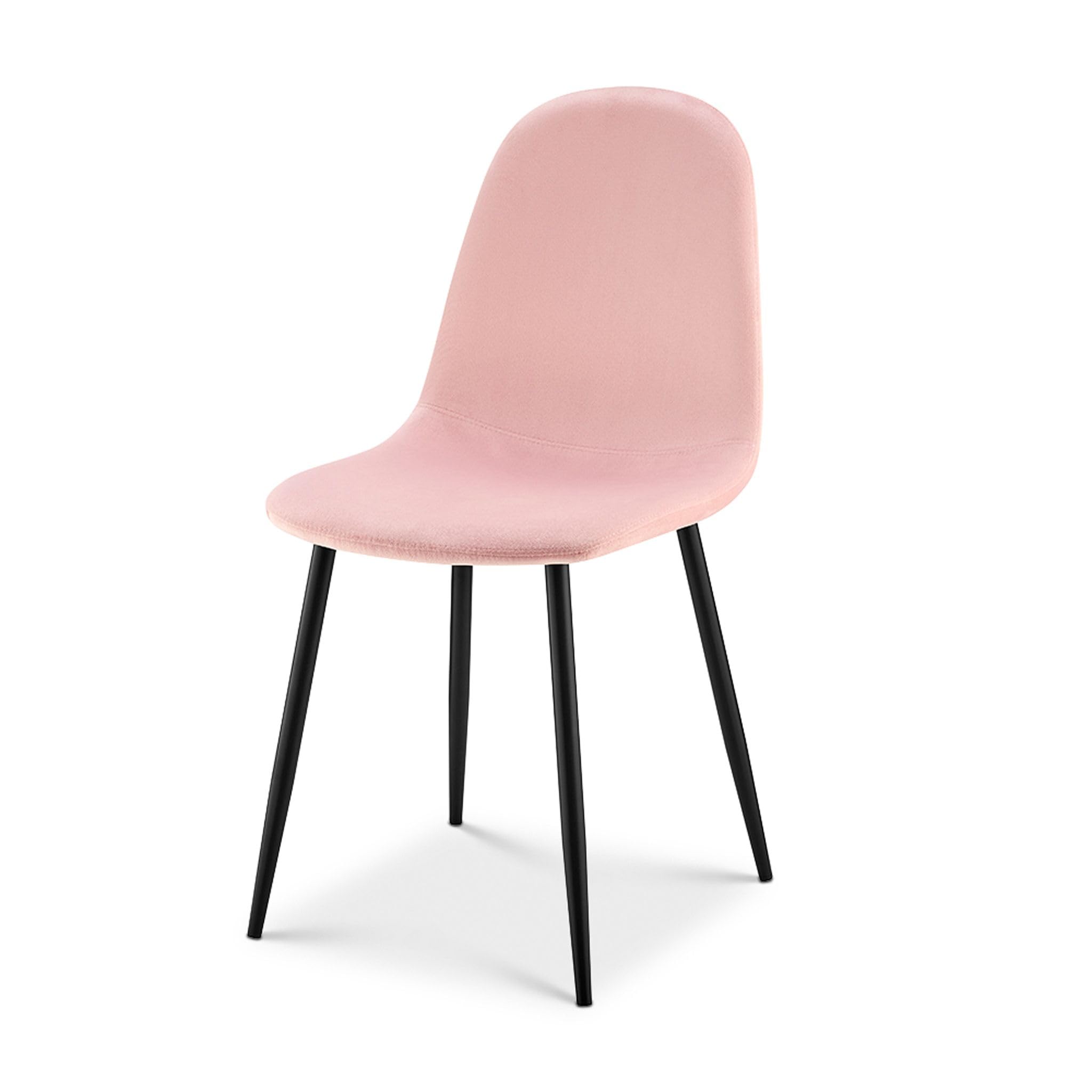 Bravich Ron Velvet Dining Chairs - Pink. Modern Fabric Chairs for Dining Room and Kitchen. Velvet with Metal Legs