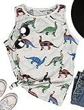 ZJP Hubery Women Casual Colorblock Tank Tops Dinosaur Print Shirt Tee Pullover Sweatshirt Party...