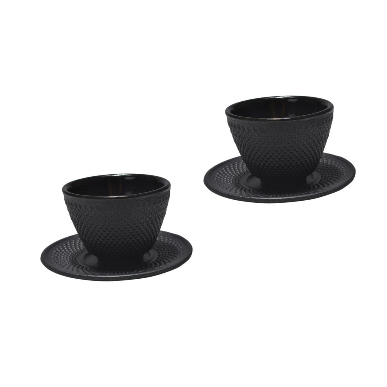Housoutil 2 Sets Gusseiserne Teetasse mit Untertasse Satz Vintage Teetasse aus Eisen Rostfrei Glatt Verarbeitet für Zuhause und Teezeremonie