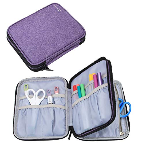 Yarwo Carrying Bag Compatible with Cricut Accessories, Organizer Case for Craft Pen Set and Basic Tool Set Storage, Purple Color, Bag Only