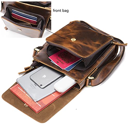 Shoulder Bag Men's Genuine Leather Messenger Bag Vintage Leather Briefcase 7
