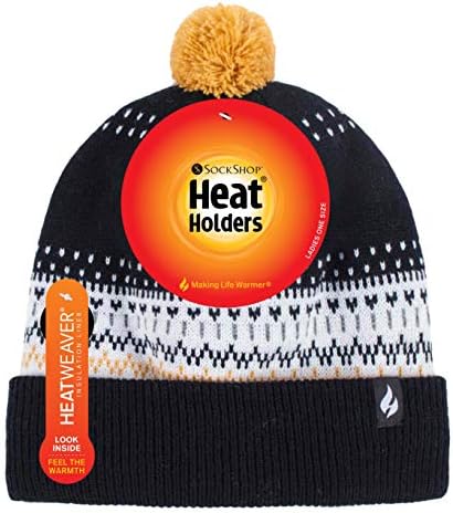 Retro Knit Thermal Beanie Bobble Hat 