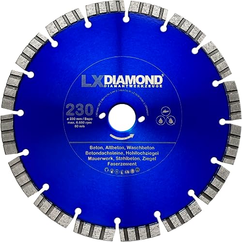 LXDIAMOND Diamant-Trennscheibe 230mm - Sägeblatt für Beton Mauerwerk Stahlbeton - Trennscheibe passend für Bepo FFS 230 Montagefräse Fensterfugenschneider - Premium Diamantscheibe 230 mm