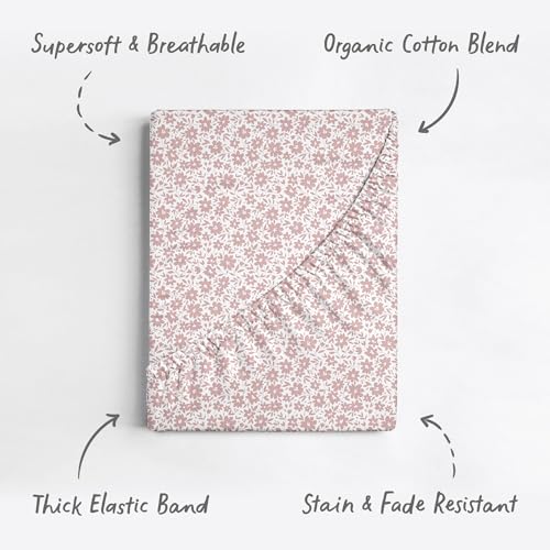 Image of Crib Sheets Neutral - Fitted Baby Crib Sheets Bed for Girl Boy - 2 Pack Standard & Toddler Mattress (Antique Rose) - Buttery Soft Organic Cotton Blend