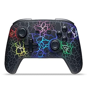 binbok Switch Controller, Wireless Switch Pro Controller for Switch/Switch Lite/Switch OLED, 8 Colors Adjustable LED Wireless Remote Gamepad with Unique Crack/Turbo/Motion Control (Black)