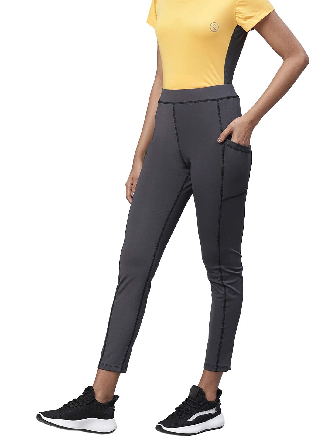 Women's Stretch Fit High Rise Yoga Track Pants Stretchable Gym Legging Tights with Pocket-image-9