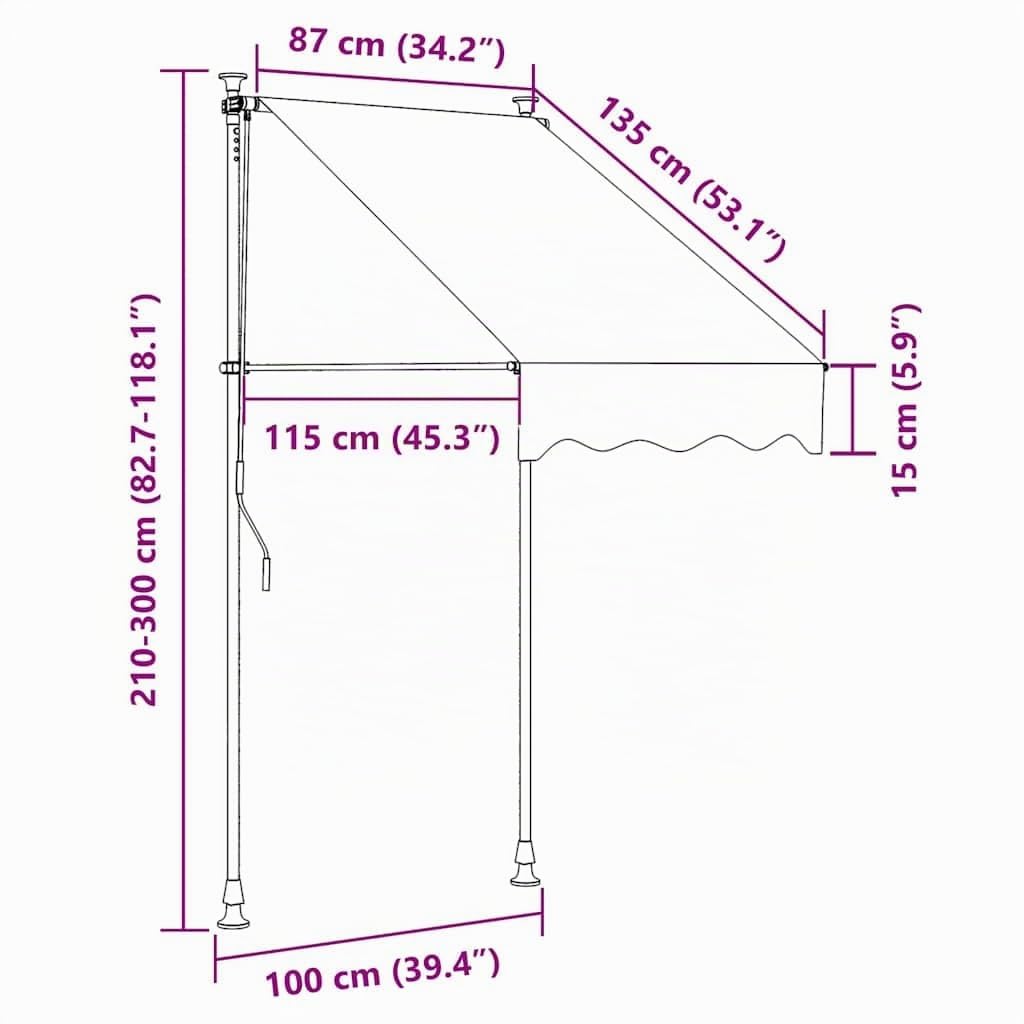 VidaXL Toldo Manual Retractable Store Jardín Terraza Balcón Multicolor
