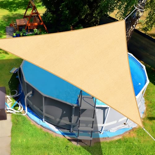 Above Ground Pool Sun Shade Sail 13x13x13FT 95% UV-Resistant Shade Cloth for 15-22FT Pool Outdoor Triangular Canopy with Shade Sail Hardware Kit Deck Backyard Essentials 260GSM