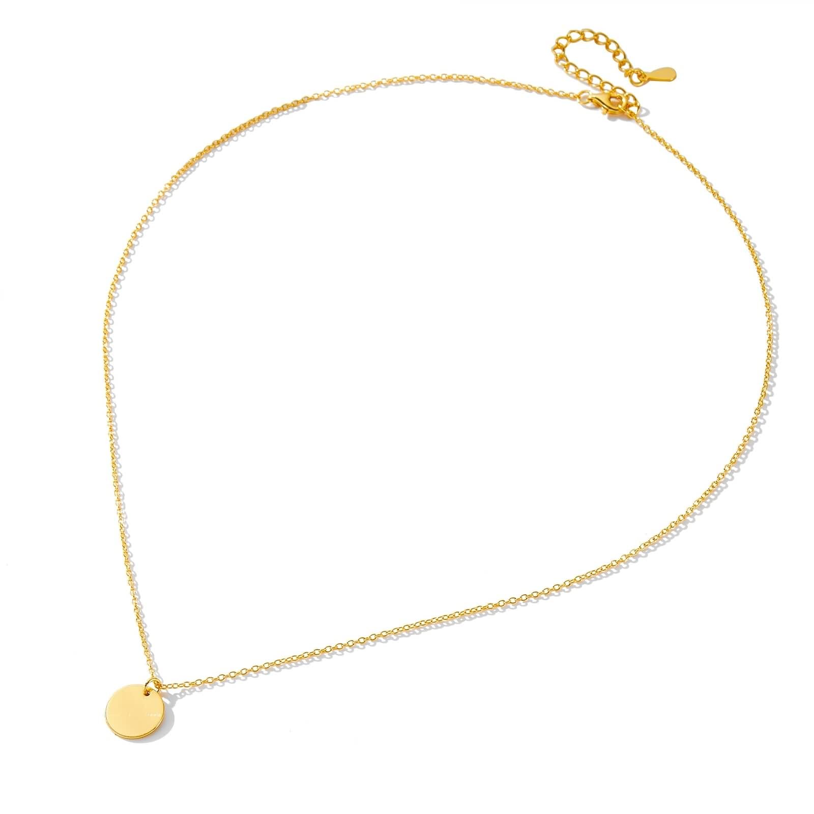 Collane Donna Oro, Collana Lunga Elegante Ciondolo Catenina Gioielli Oro Giallo 9K/14K/18K Piatto Semplice 40+5cm