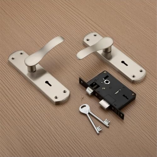 Image of Trevi Handled Mortise Door Lock with Door Handle, Heavy Duty Safety Door Locks for Main Door Bedroom Balcony, Home Office Locks with Push Latching for 3 Keys | Matt Finish |