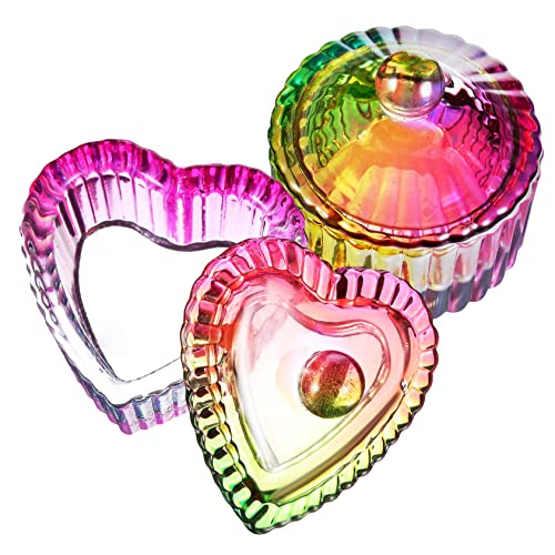 IWOWHERO 2個 カラフルな カップ ふた付きだっぺん皿 蓋付きモノマー皿 ボウルを浸す ダッペンディッシュボウル 液体粉末だっぺん皿 ガラス皿 アクリルネイル用ダッペンディッシュ