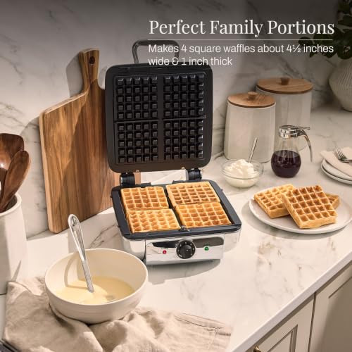 All-Clad Stainless Steel Waffle Maker 4 Section, Thick Belgium Waffle Makers, Upright Storage 1600 Watts, Nonstick, 6 Browning Levels, Dishwasher Safe - Image 6
