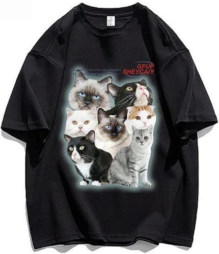 Harajuku Fashion Couple Loose Street Style Y2K Camiseta de manga corta con estampado de dibujos animados para mujer