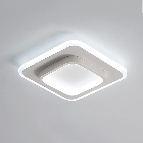 Miniatura 1 de Goeco Lámpara de techo LED de 9.5 pulgadas de 21 W, moderna lámpara de techo cuadrada blanca de 6500 K para pasillo, cocina, pasillo, armario,