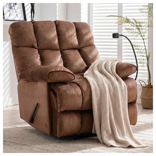 GNMLP2020 Oversized Recliner Chair, Big Man Recliner Chairs for 400LBS Adults, Extra Wide Recliner, Large Heavy Duty Recliner Chair for Living Room, Brown