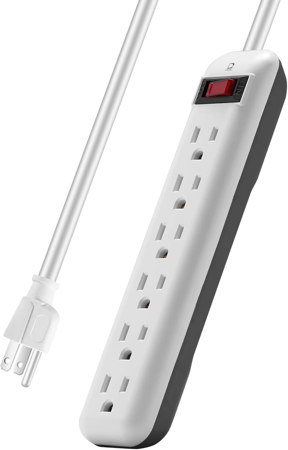 JDL 6Outlet Power Strip, Overload Protection, 3Foot Cord
