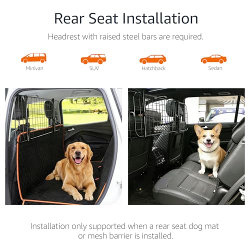 Amazon Basics Adjustable Dog Car Barrier for Vehicles, 59.72 x 5.20 x 16.46 in, Black