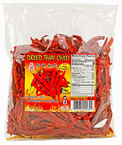 Thai Whole Dried Chili Peppers, Very Hot (7oz)