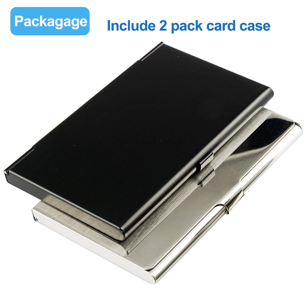 Lot 4 Porte-Cartes De Visite Acier Inoxydable Ultra-Fin – Étui Carte Noir Élégant Homme & Femme