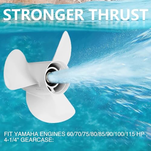 Image of OEM Upgrade Aluminum Outboard Moto Boat Propeller fit Yamaha Engines 60-115 HP, 13.25x17p,13.5x15p,13x19p,13x17p-4B 15 Spline Tooth